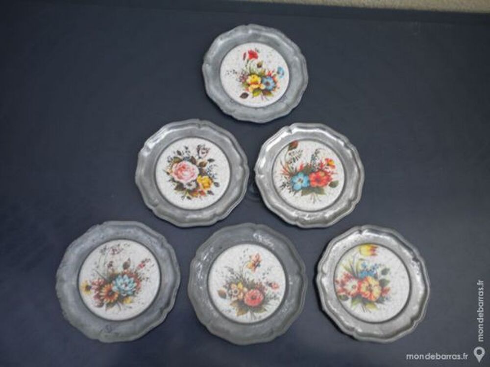 6 PETITS SOUS-VERRES " Fleurs " Décoration