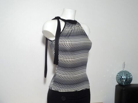 Top/ Tee Shirt � Motifs Ronds Noir Gris et Ecru Lien � Noue 15 Paris 15 (75)