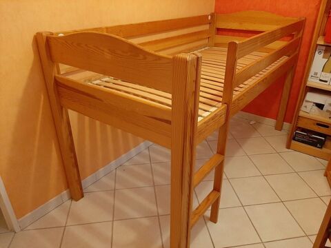 Lit mi-hauteur en pin massif  naturel 90x190 200 Saint-Aun�s (34)