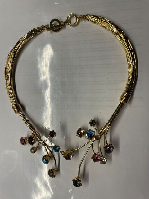 collier bouquet fleurs dor strass multicolore Sonia RYKIEL 245 Vigneux-sur-Seine (91)