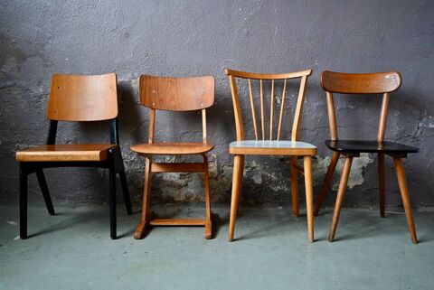 Série de 4 chaises style vintage scandinave dépareillées mix 420 Wintzenheim (68)