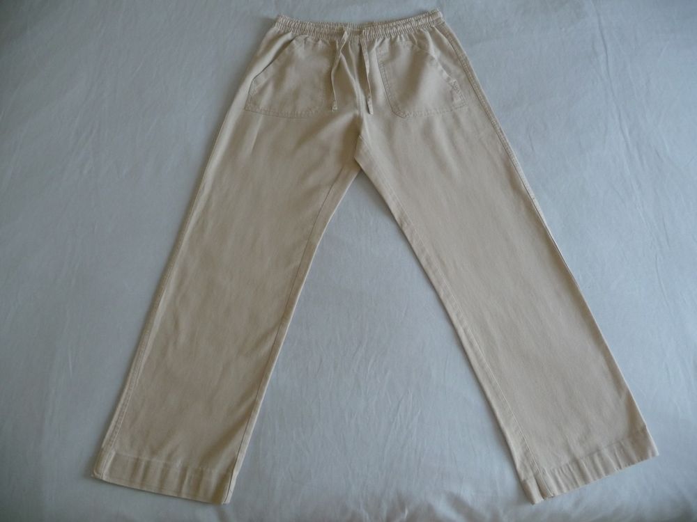 Pantalon lin et coton beige taille 36/38 Vtements