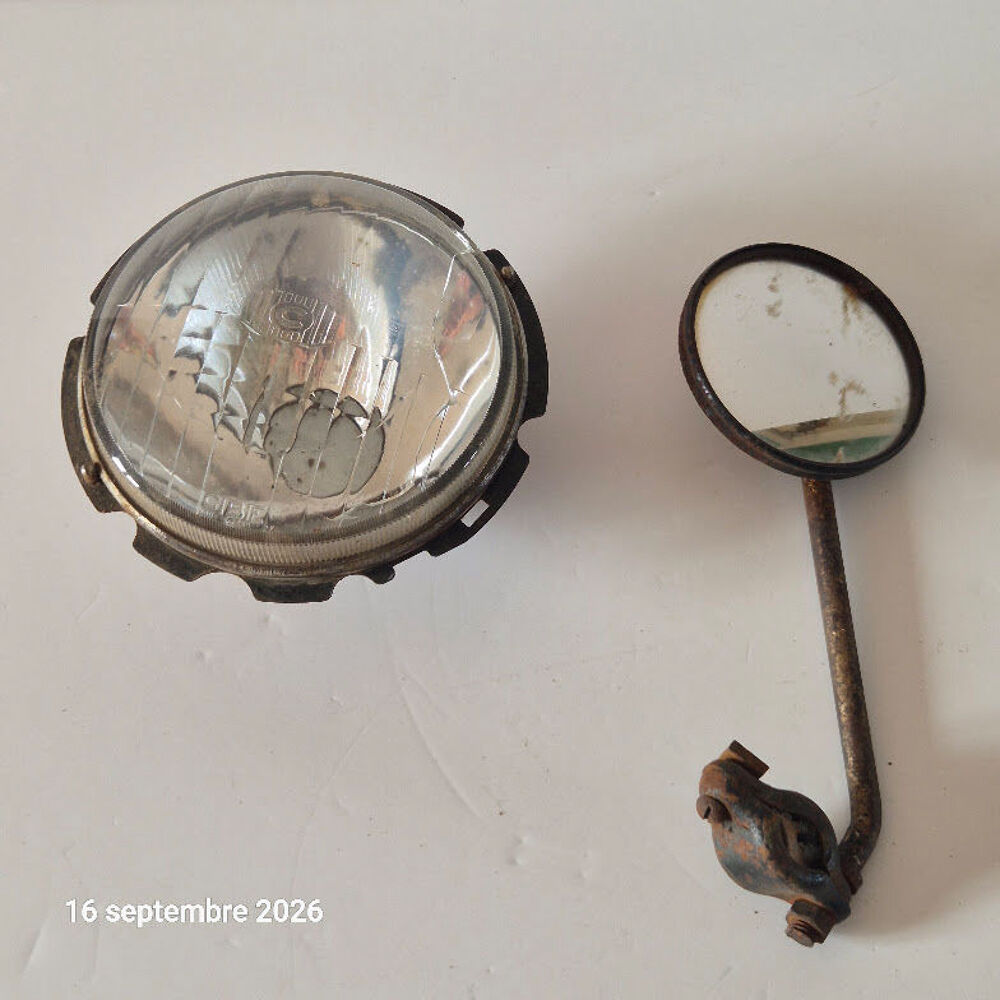 Optique de phare rond ancien de marque Cibi&eacute;, et un r&eacute;trovis 