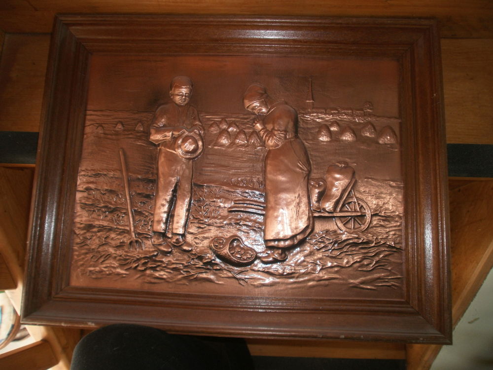 Tableau en cuivre 45/35 bordure ch&ecirc;ne Décoration