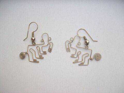Boucles d'oreilles pendant Nazca singe artisanat 9 Thizy (69)