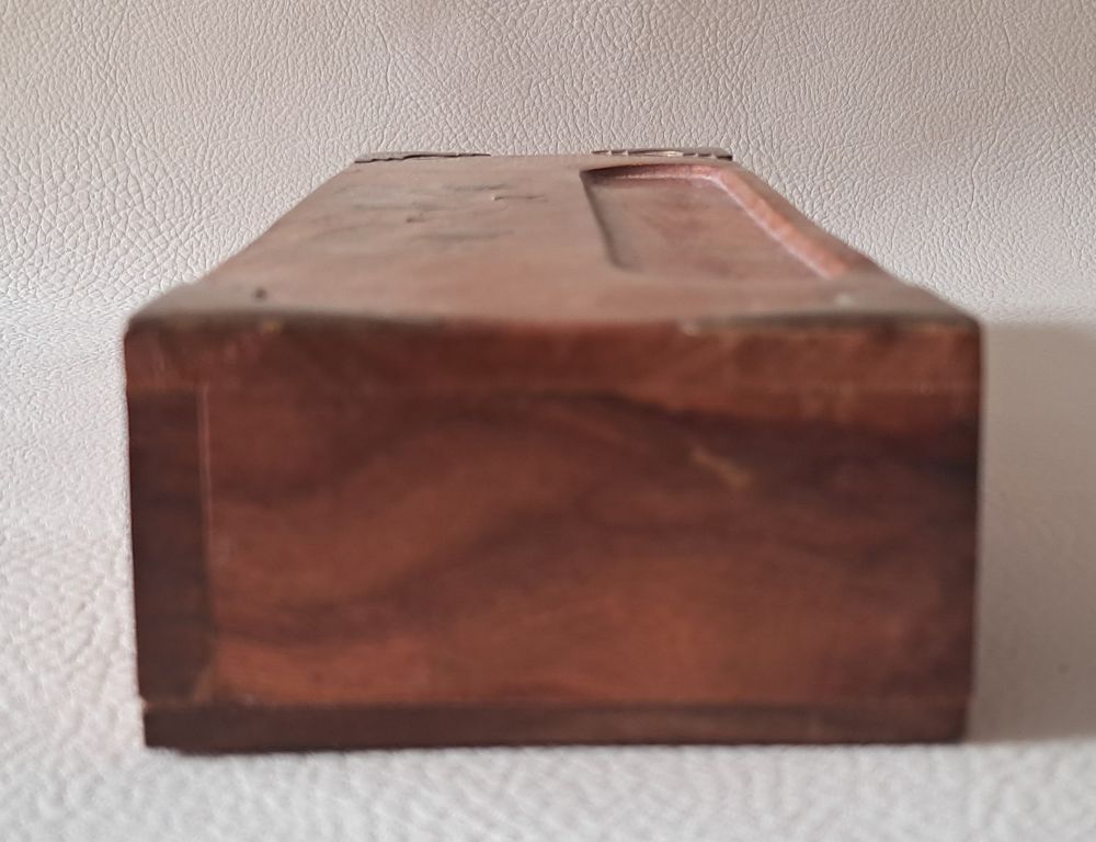 bo&icirc;te en bois exotique avec tiroir + incrusta laiton d' Inde Décoration