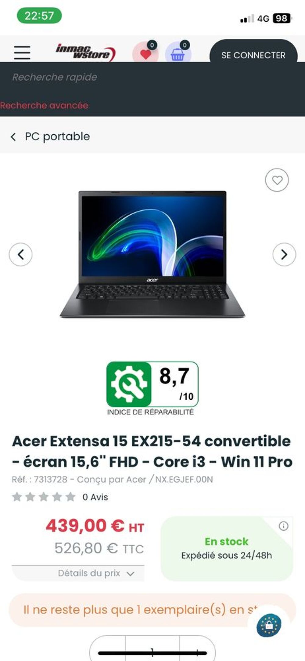 Pc portable Acer extensa 15 Matériel informatique
