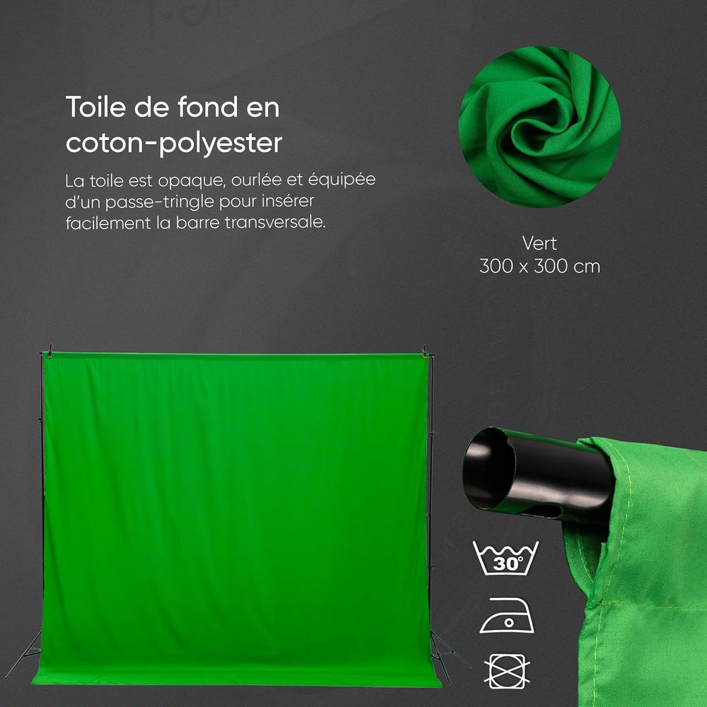 PIXETOOL - Fond Vert (3m x 3m) avec Support (3m x 2,6m) Photos/Video/TV