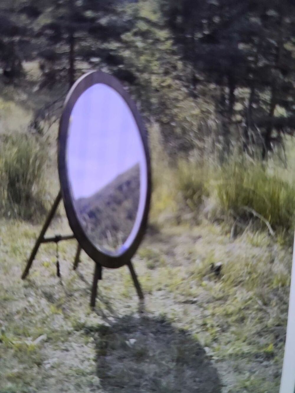 miroir biseaut&eacute; sur pieds. Décoration