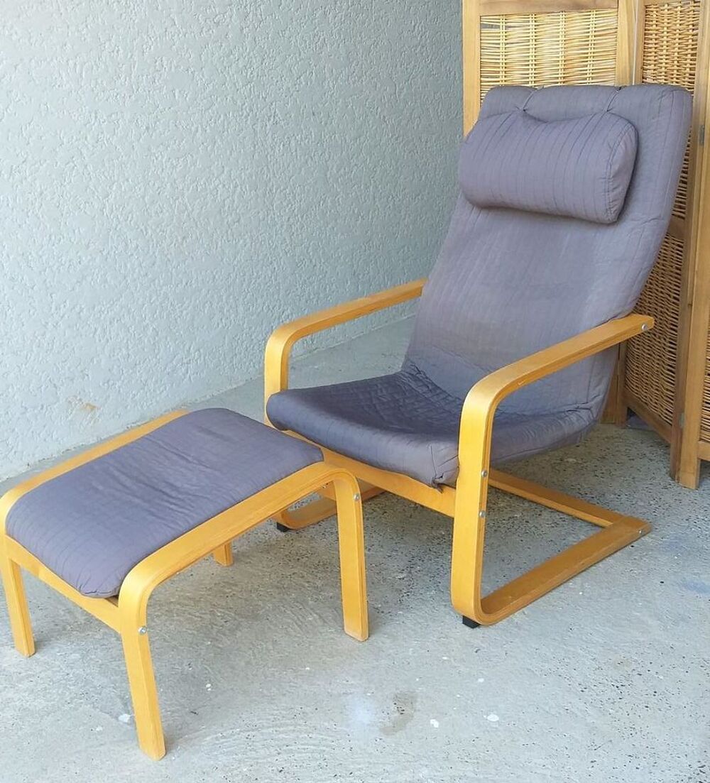Fauteuil Style Scandinave avec repose-pieds Bon &Eacute;tat - 3 Meubles