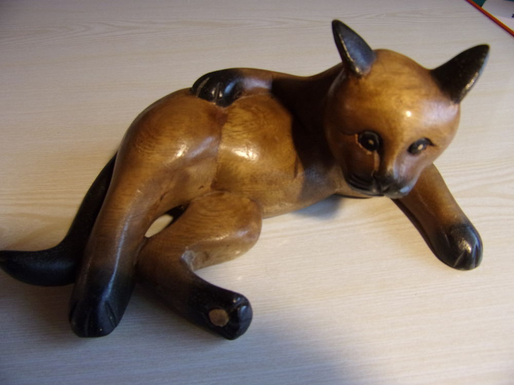 figurine chat en bois Décoration