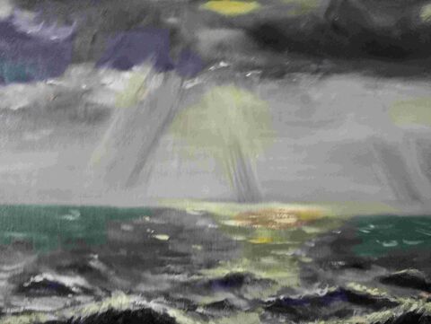 Tableau peinture huile carton entoil� vagues 45 Clermont-Ferrand (63)
