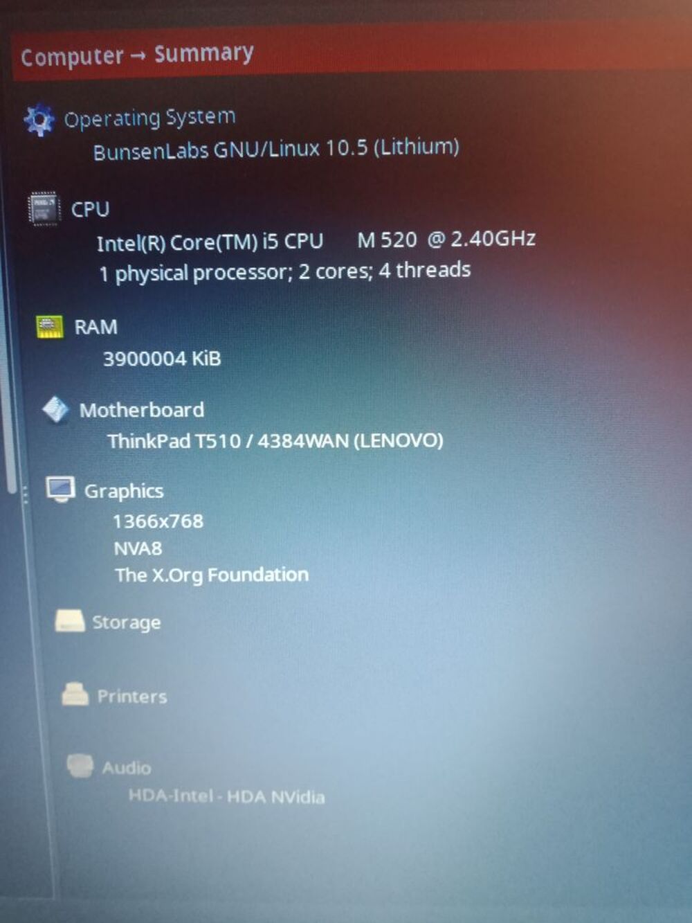 Ordinateur portable Lenovo Thinkpad T510 Matériel informatique