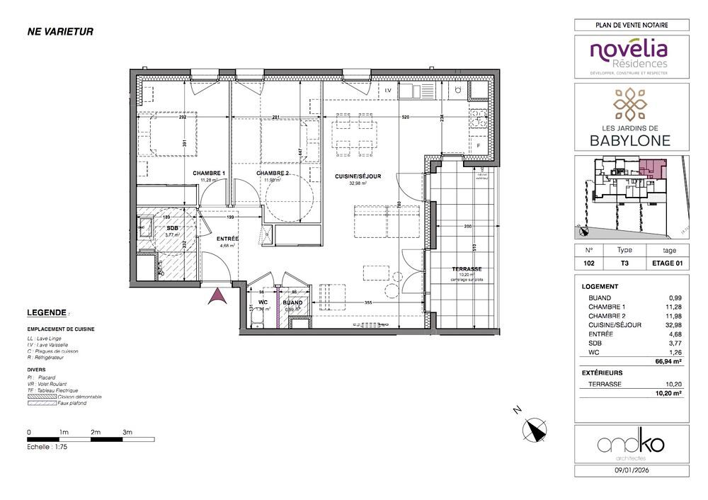 Vente Appartement NOUVEAU ! LES JARDINS DE BABYLONE  PETIT IMMEUBLE NEUF AU CALME ET AU COEUR DE SAINT JEAN DE MAURIENNE Les T3 très ensoleillés, d'une surface habitable entre 62 et 67 m2, disposent en plus, d'un grand balcon ou d'une terrasse Saint-jean-de-maurienne