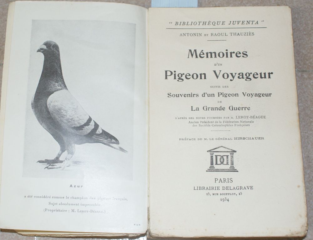livrre pigeon voyageur 1934 Livres et BD