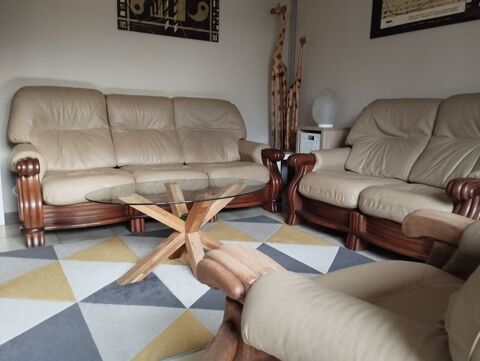 Canaps cuir et bois salon 6 places 600 Soissons (02)