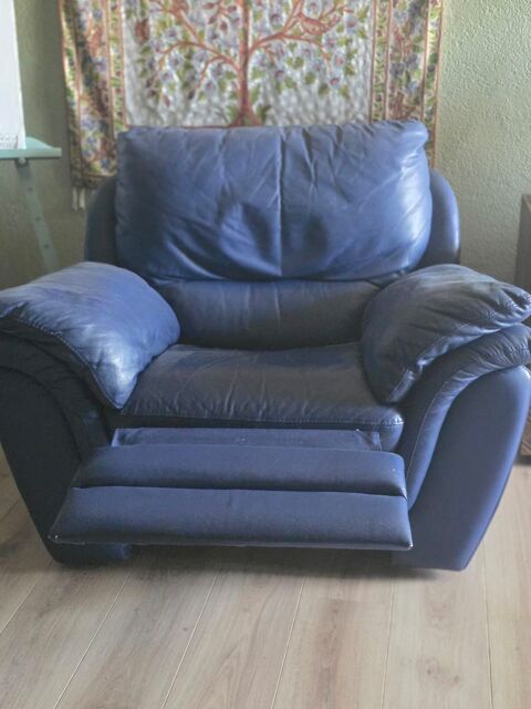 Fauteuil relaxation cuir bleu Thonon-les-Bains (74)