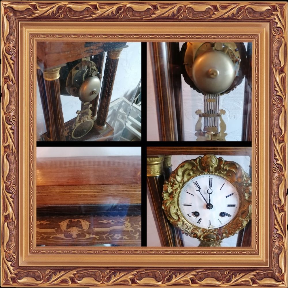 Pendule portique &eacute;poque restauration. 