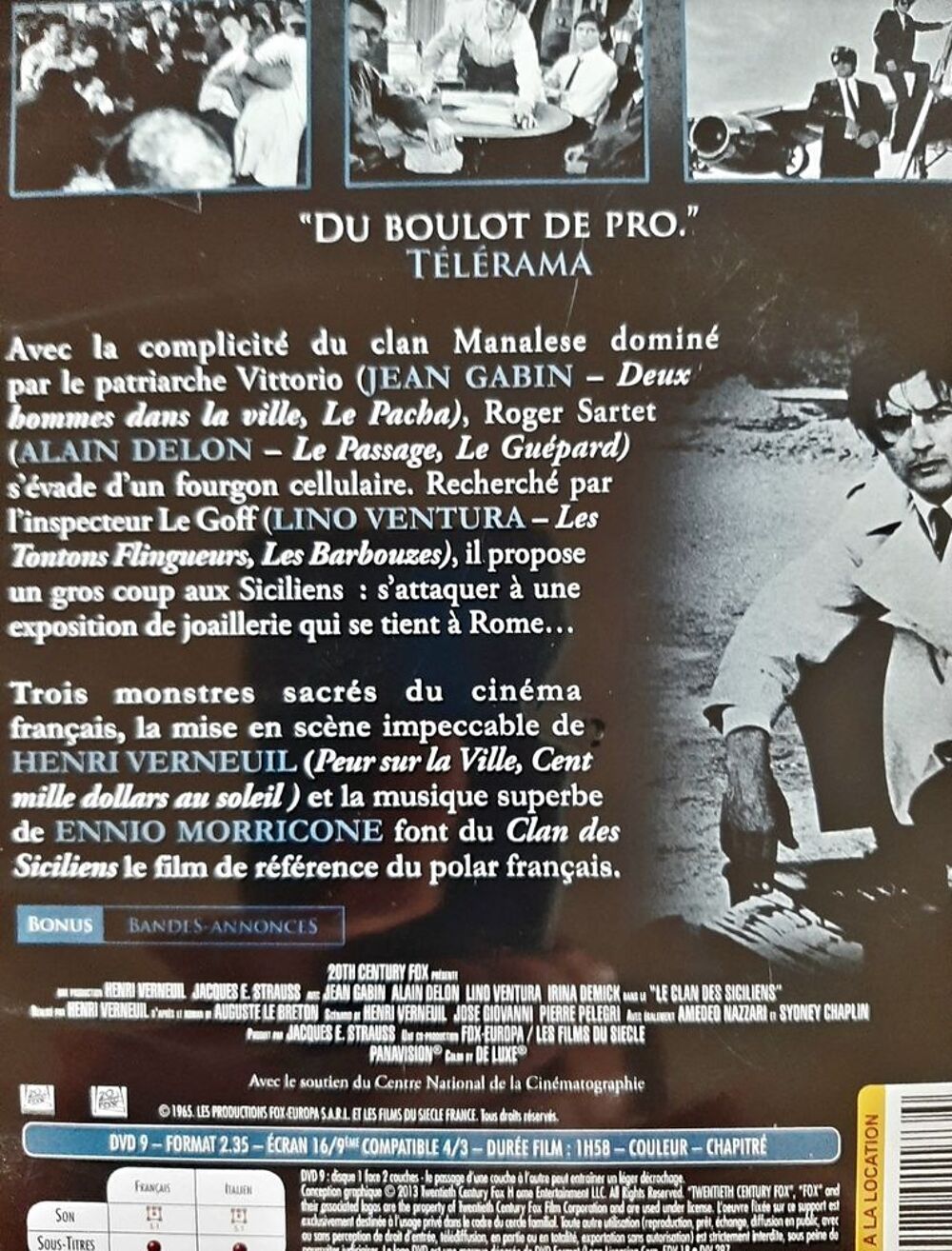 Le clan des siciliens dvd DVD et blu-ray