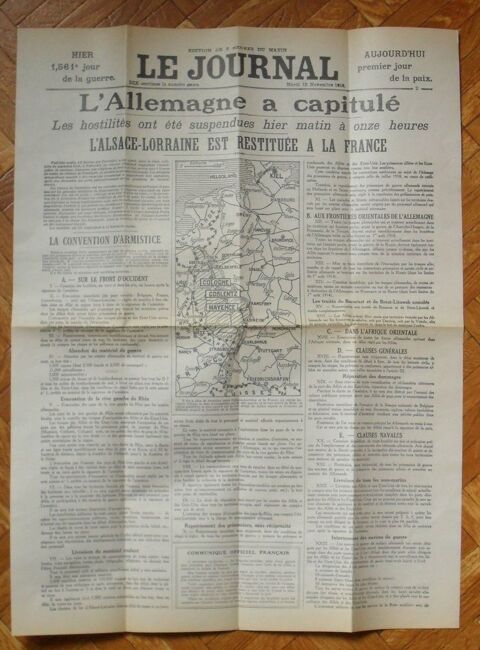 LE JOURNAL du 12 NOVEMBRE 1918 dition de 5h du matin 50 Montreuil (93)