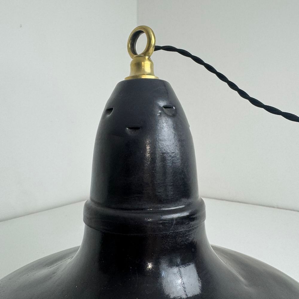 ANCIENNE SUSPENSION D'ATELIER INDUSTRIEL EMAILLEE 40 CM Décoration