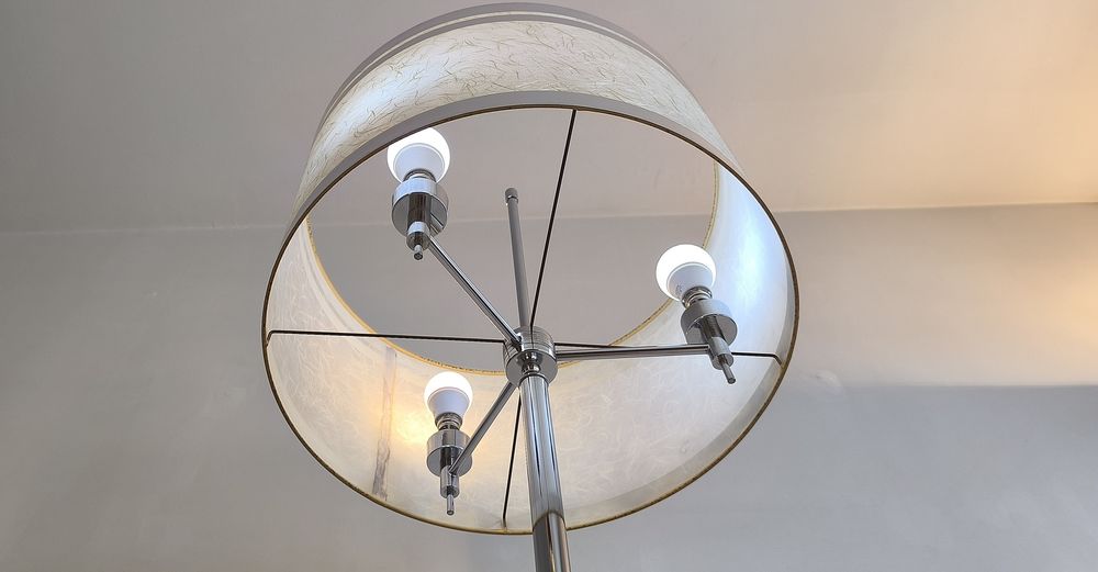 Magnifique lampadaire Italien 70's chrom&eacute; 3 feux Dcoration