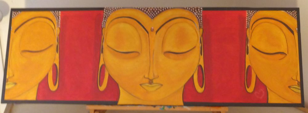 Tableau "M&eacute;ditation - Les 3 visages" Peinture acrylique Décoration
