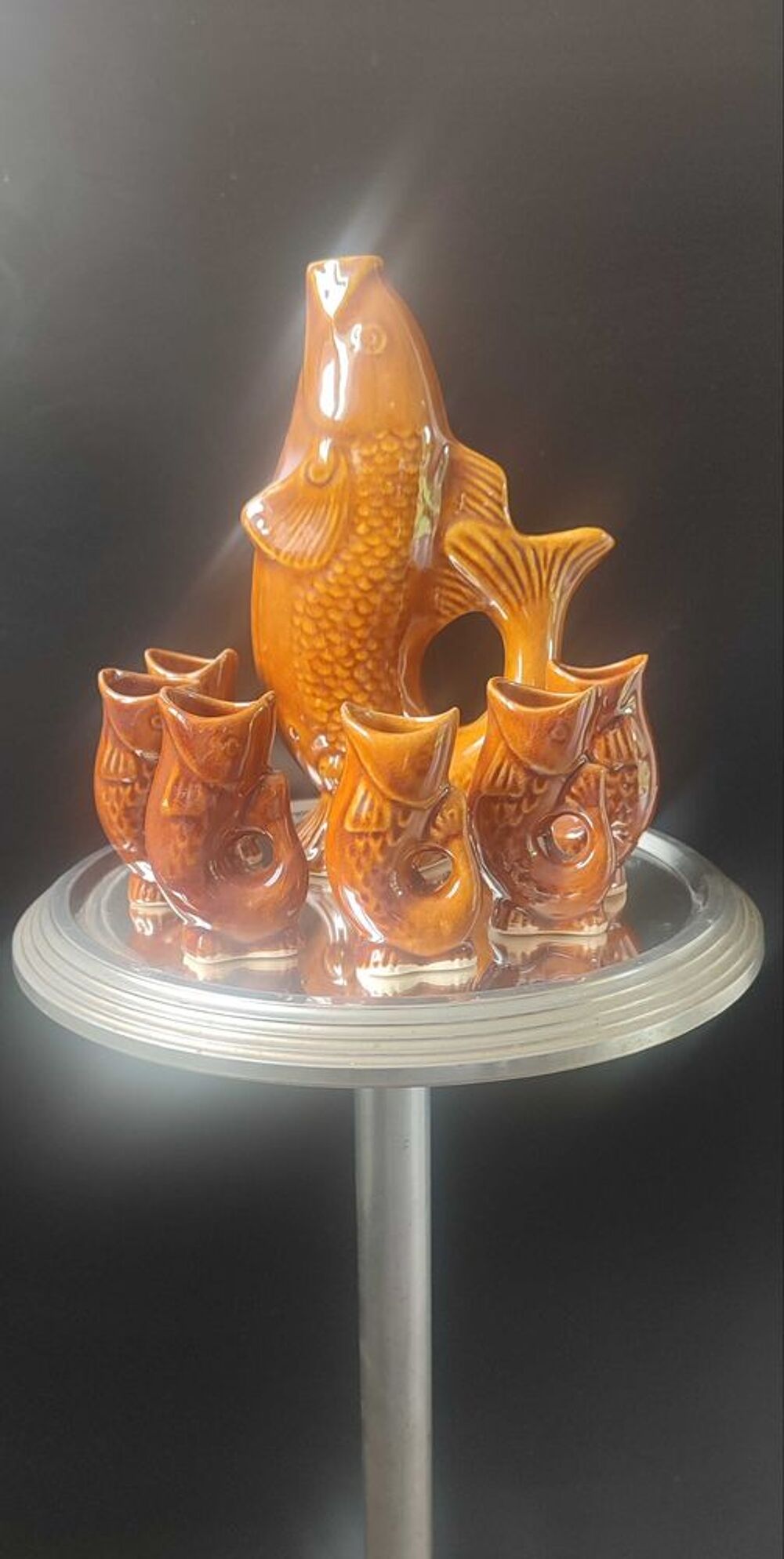 Service "Poisson" C&eacute;ramique Ambr&eacute;e Vintage &eacute;poque URSS 