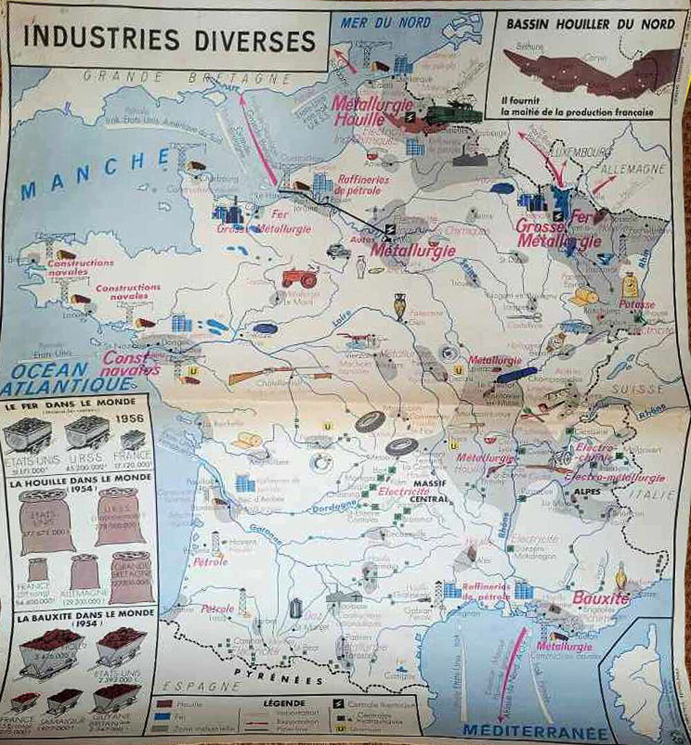 Carte scolaire de 1960 Editions MDI " Les chemins de fer " 