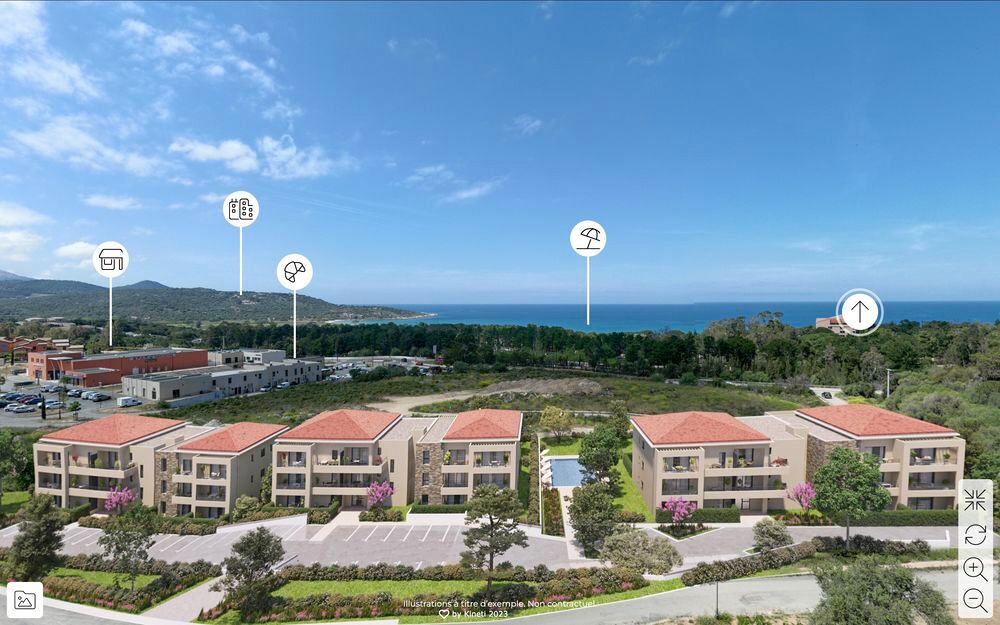 Vente Appartement T2 43 m2, terrasse 13 m2, jardin 38 m2, parking privé Lozari