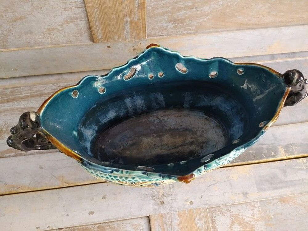 Jardini&egrave;re Barbotine Onnaing Fa&iuml;ence Style Majolique XIX&egrave;me 