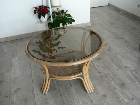 Table basse rotin plateau verre 150 Maurin (34)
