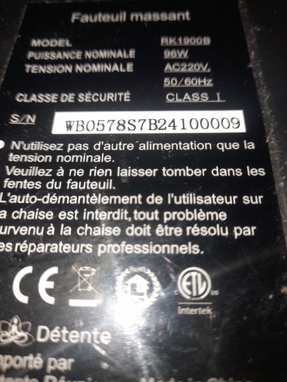 Fauteuil massant &Eacute;lectrique | Zen D&eacute;tente Meubles