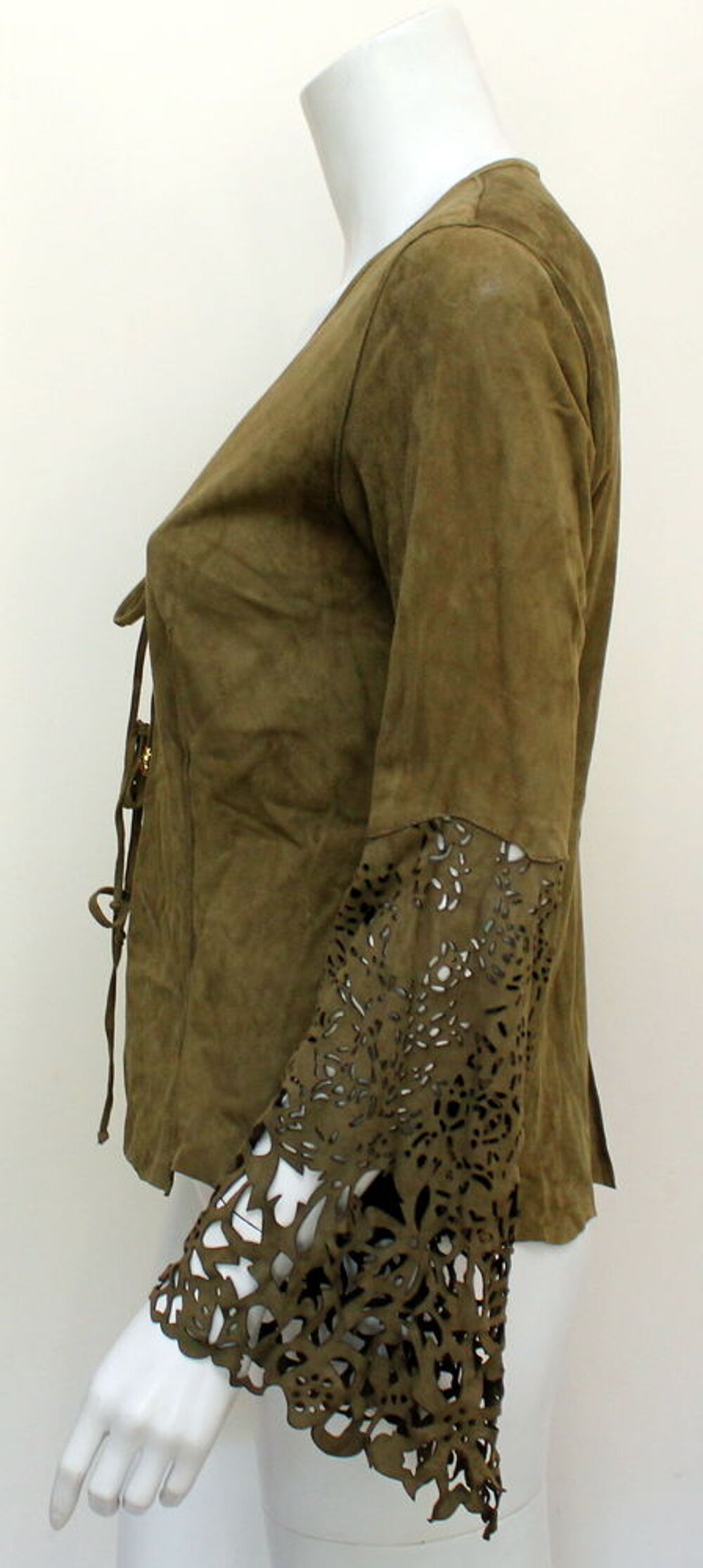 Top veau velours kaki ROBERTO CAVALLI T.38 Fr Vtements