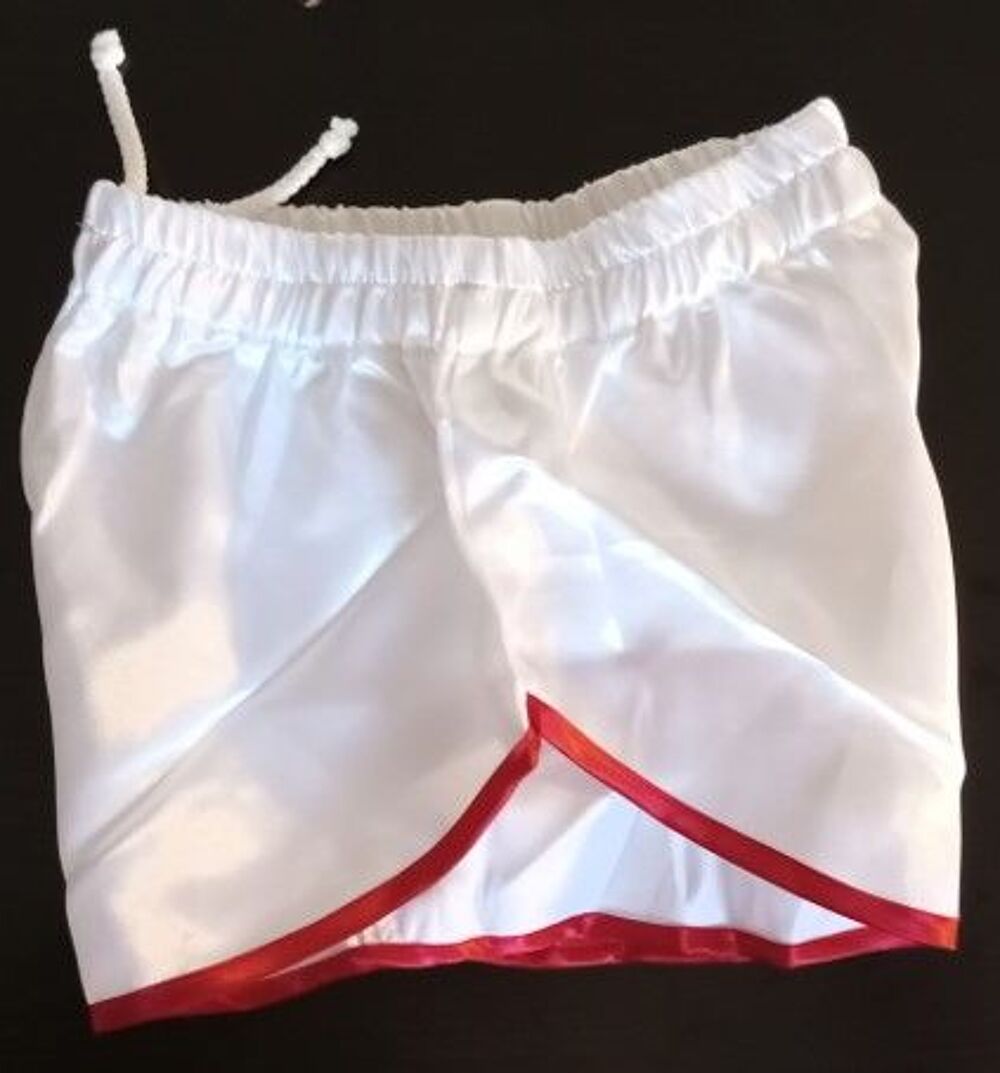 Short Nylon Satin Vintage blanc/rouge Taille L 40 
Vtements