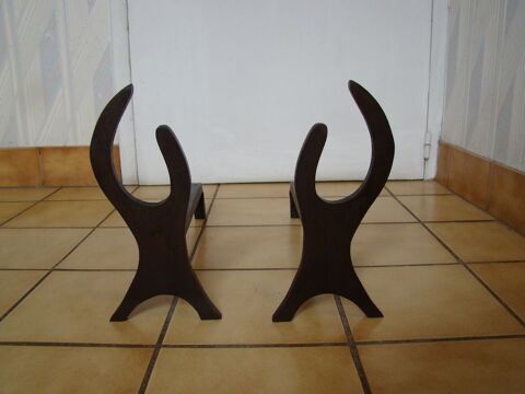 Chenets de chemin�e en fer forg� ann�es 1970 vintage 80 Gargenville (78)