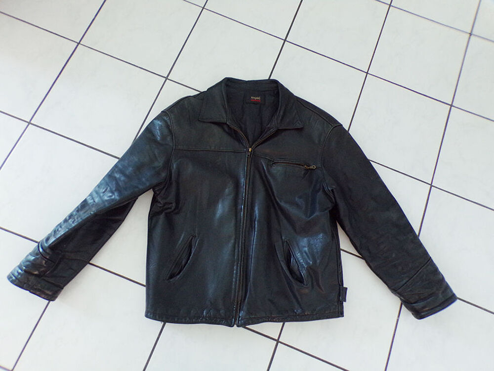 Blouson en cuir noir Vêtements