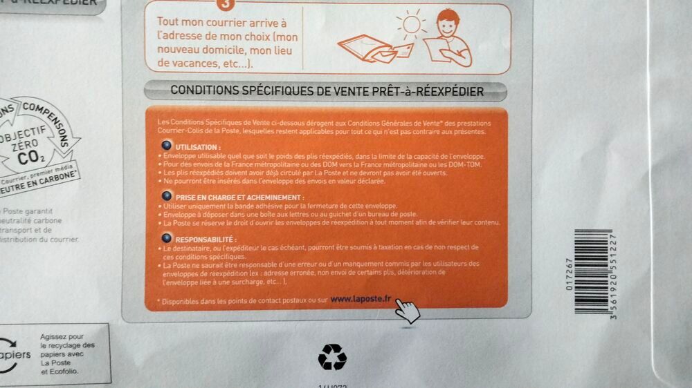 Lot 3 enveloppes pr&ecirc;t &agrave; r&eacute;exp&eacute;dier 