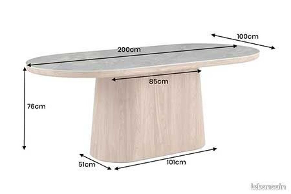 Table en c&eacute;ramique/ch&ecirc;ne Meubles
