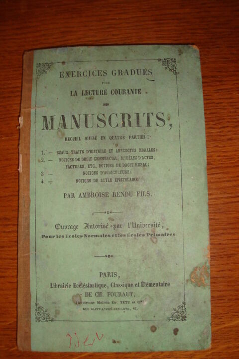 Livre ancien edition rare Lecture courante des manuscrits  40 Quesnoy-sur-Dele (59)