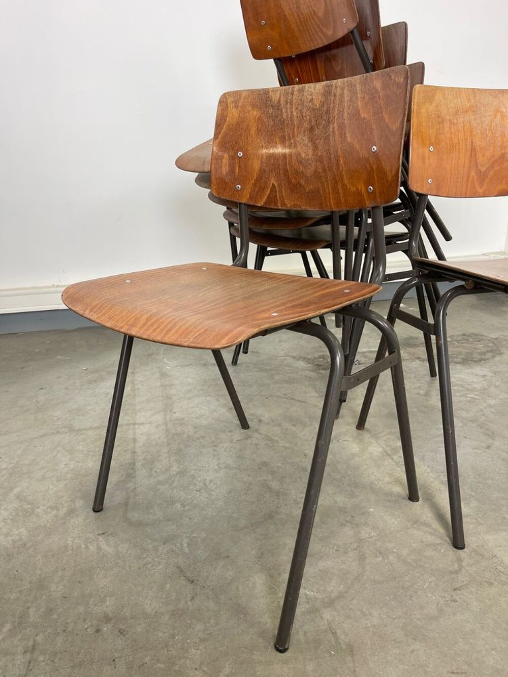 Lot de 7 chaises &eacute;cole Marko ann&eacute;es 70 Pays-Bas Meubles