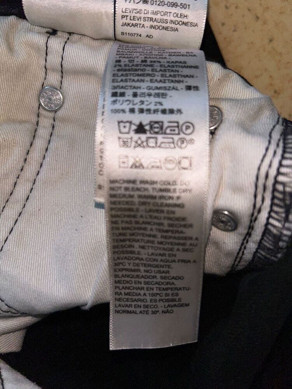 Jeans noir Lewi Straus &amp; Co W28 L32 Lot 512, Vêtements