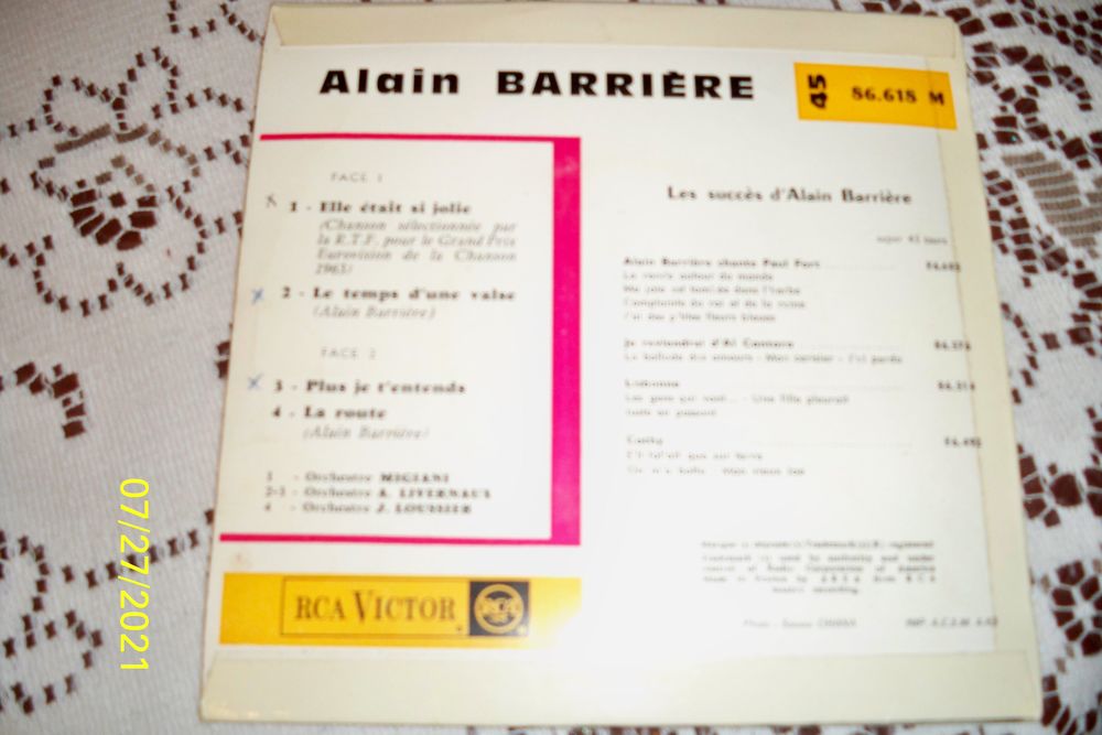 ALAIN BARRIERE 45 TOURS Audio et hifi