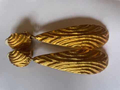 BO Boucles d'Oreilles Clip rond doré + pendant goutte LANVIN Vigneux-sur-Seine (91)