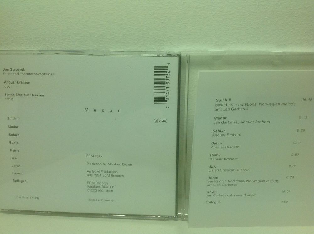 JAN GARBAREK BRAHEM HUSSAIN MADAR Envoi Possible
CD et vinyles