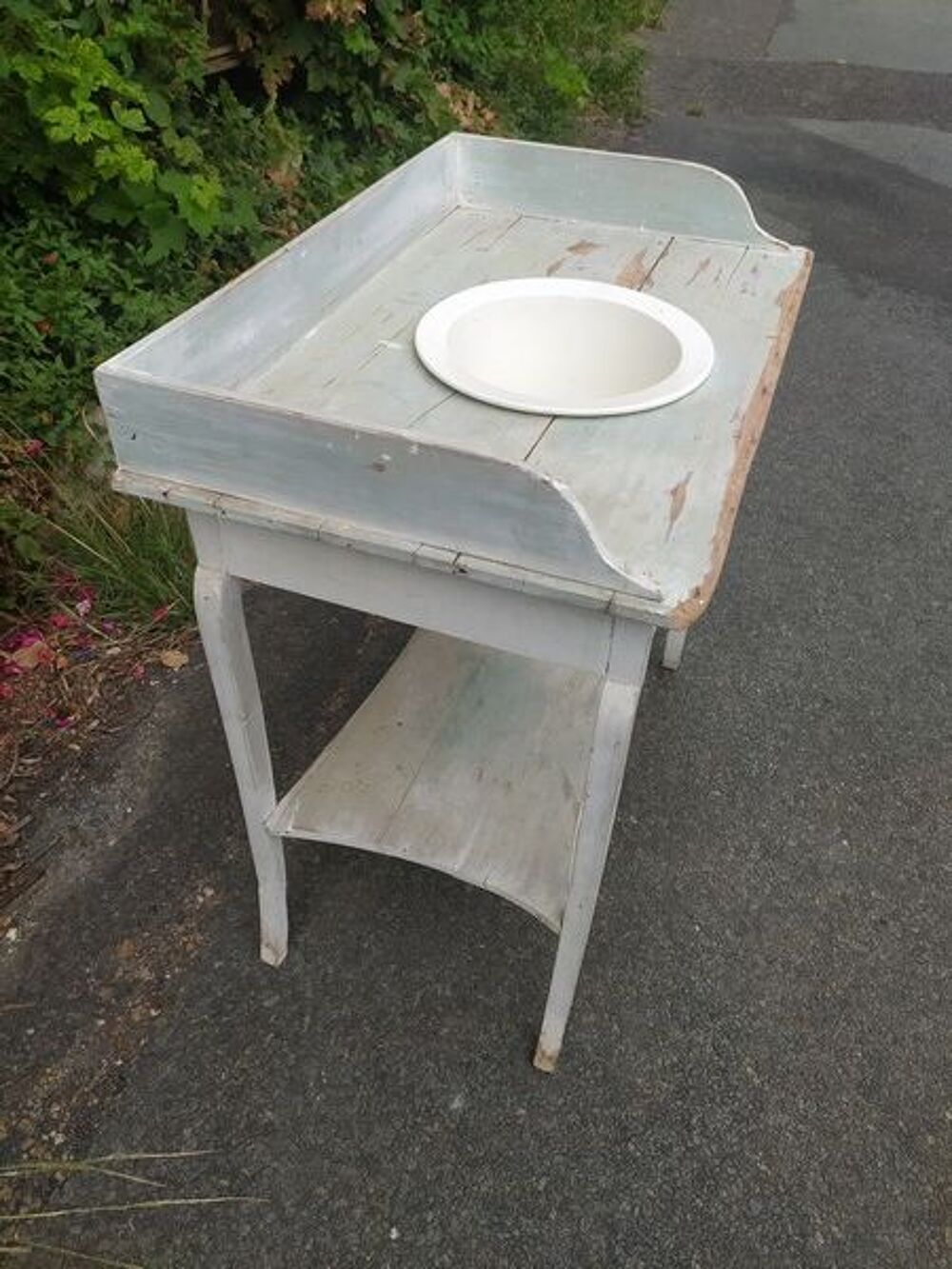 Ancien Meuble Table de Toilette Vasque Fa&iuml;ence Meubles