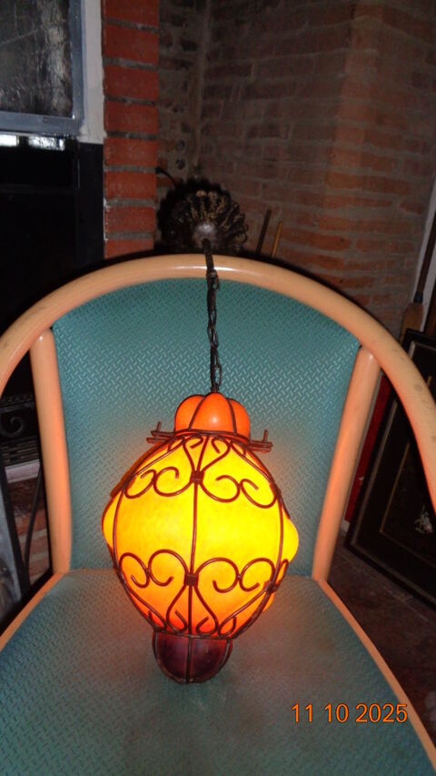 SUSPENSION CAGE PATE DE VERRE MURANO ANNEES 70 120 L'Isle-Jourdain (32)