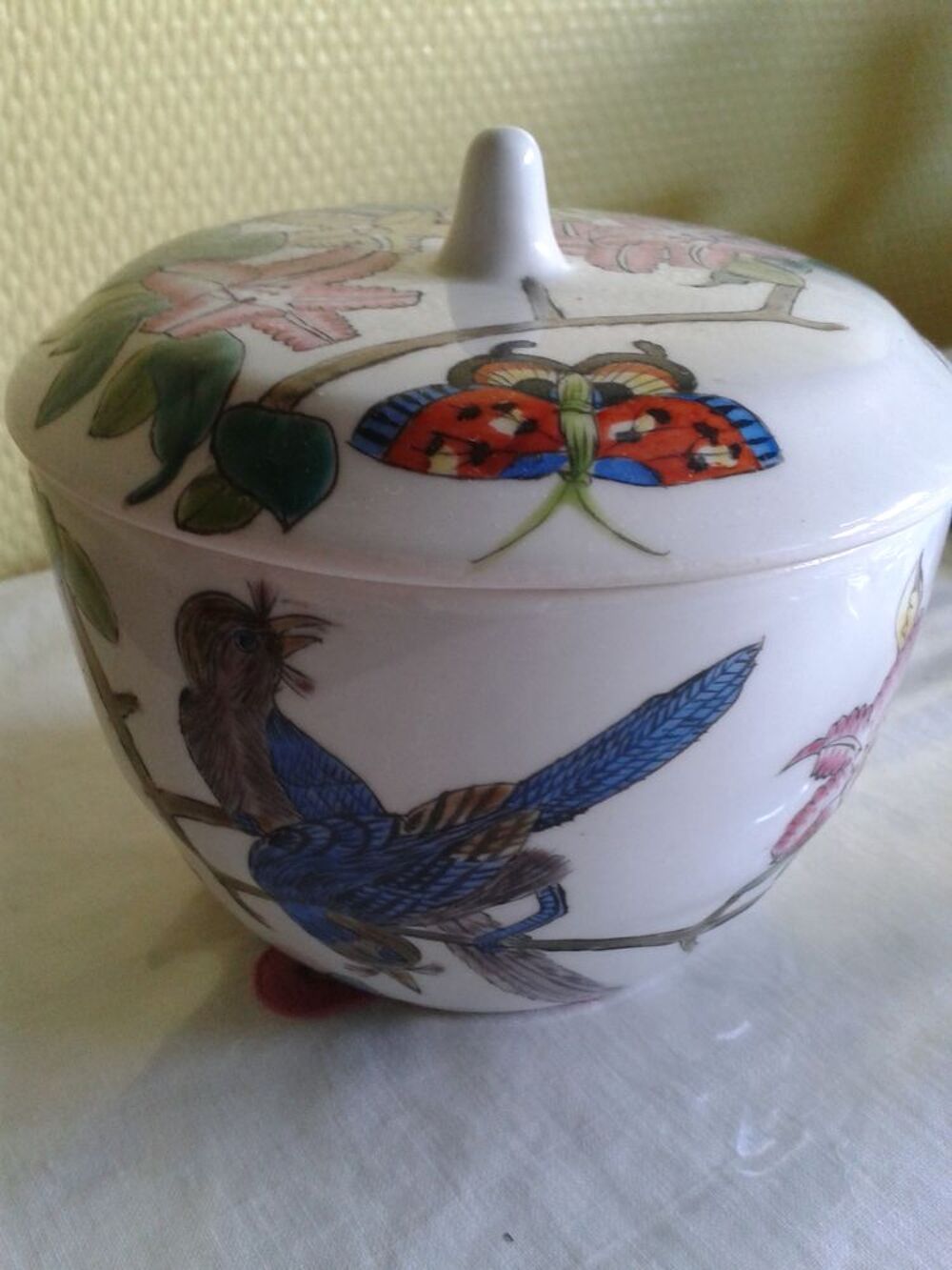 Pot &agrave; gingembre motifs oiseau et papillon Décoration