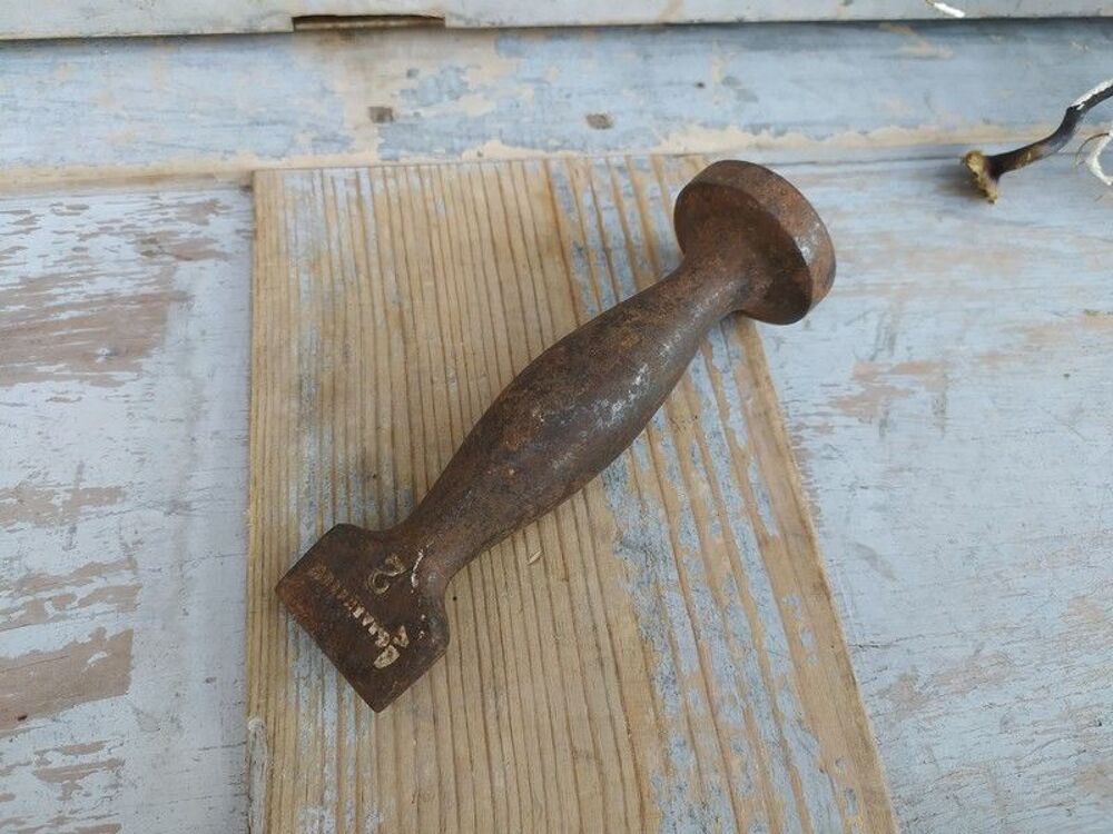 Outil Ancien Marteau de Joigneur Appr&ecirc;teur Maroquinerie Cuir 
