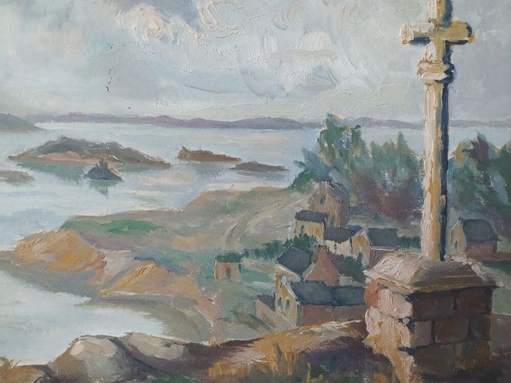 Tableau Bretagne Loguivy Brehat Sign&eacute; Mik Mestat 1960 